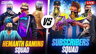 Freefire Live In Telugu || Hemanth Gaming Squad Vs Subscriber Squad 🔥 ||  #freefirelive