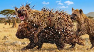 Download Lagu Unbelievable! A Painful Lesson: Hyena Stuck on Giant Porcupine's Back | Animal Fight MP3