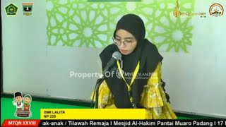 ISMI LALITA MTQ Nasional cabang tilawah Remaja