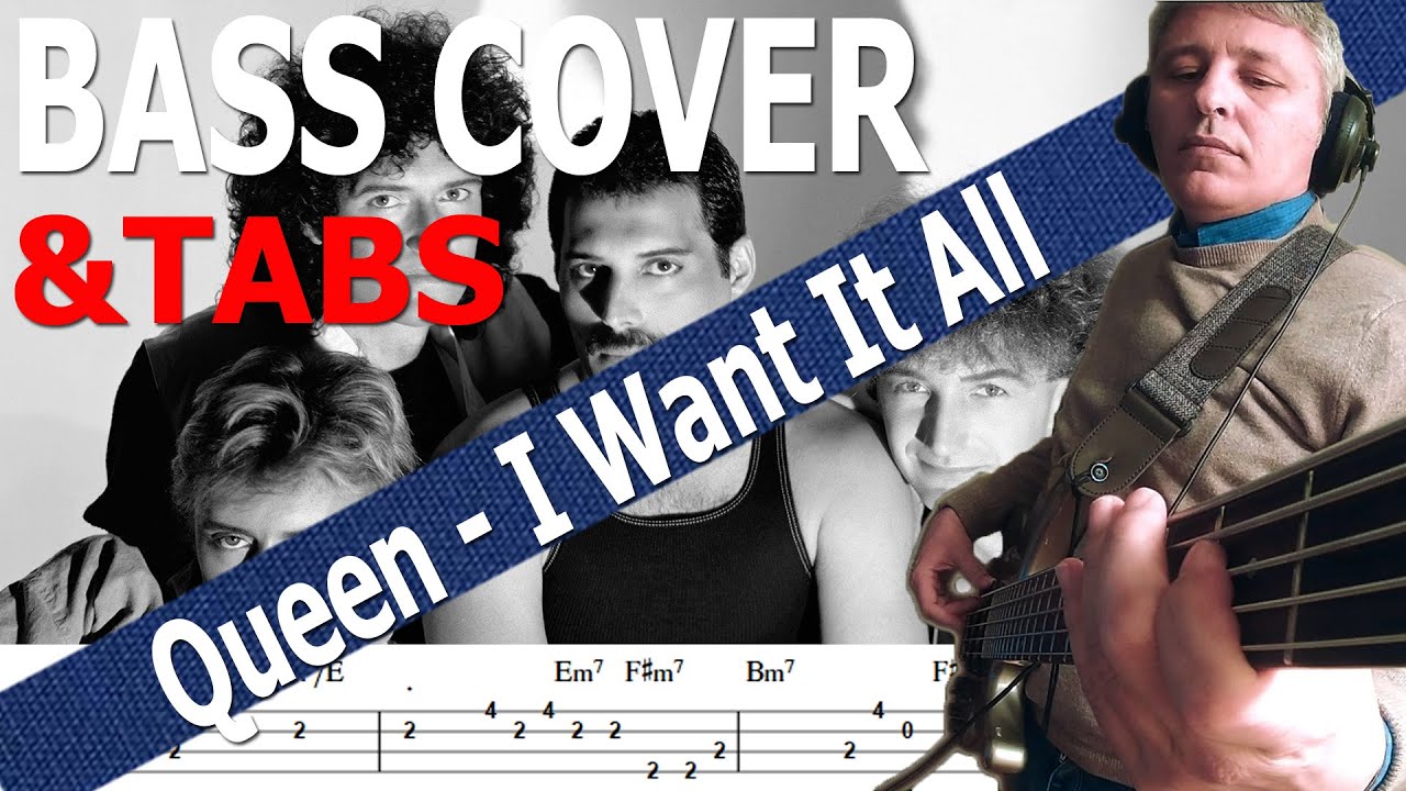 Queen - I Want It All (BASS COVER) + TABS