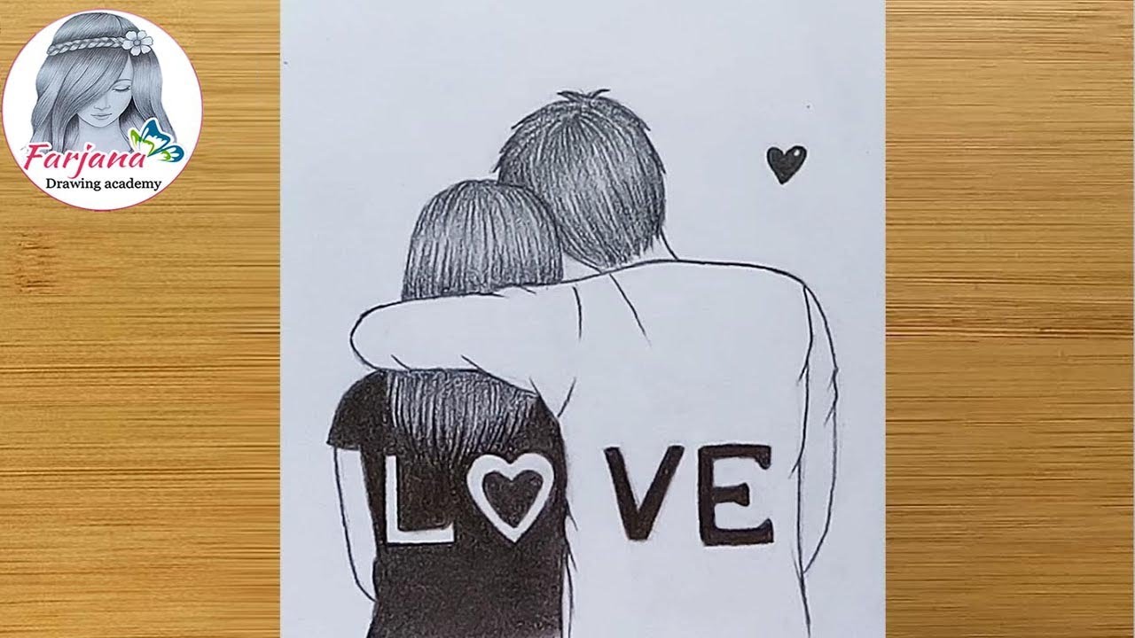 valentine couple drawing (very easy) || How to draw Romantic ...