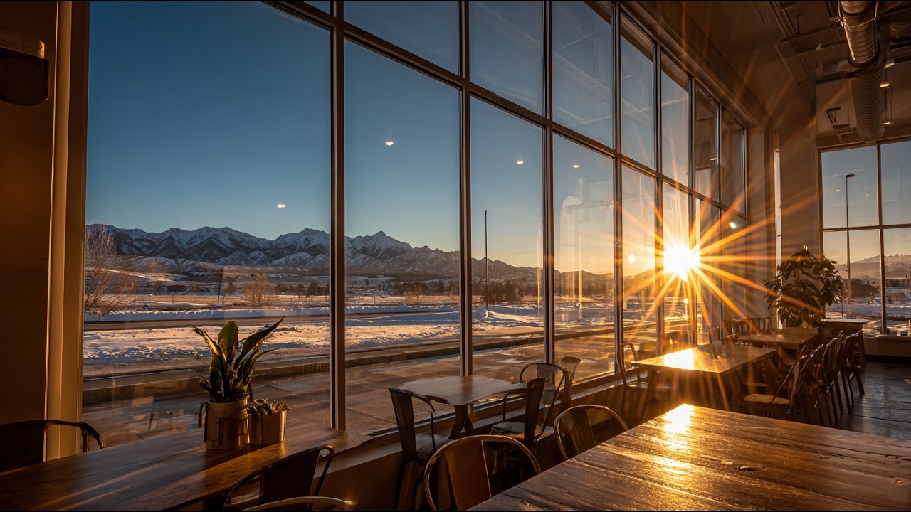 Alpine Golden Morning Café ☀️ | Soft Piano & Peaceful Winter Sunrise