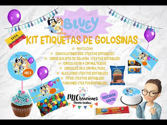 Kits para Imprimir Gratis - 💙 Tarjetas de Cumpleaños de Bluey para editar  con Foto 💙