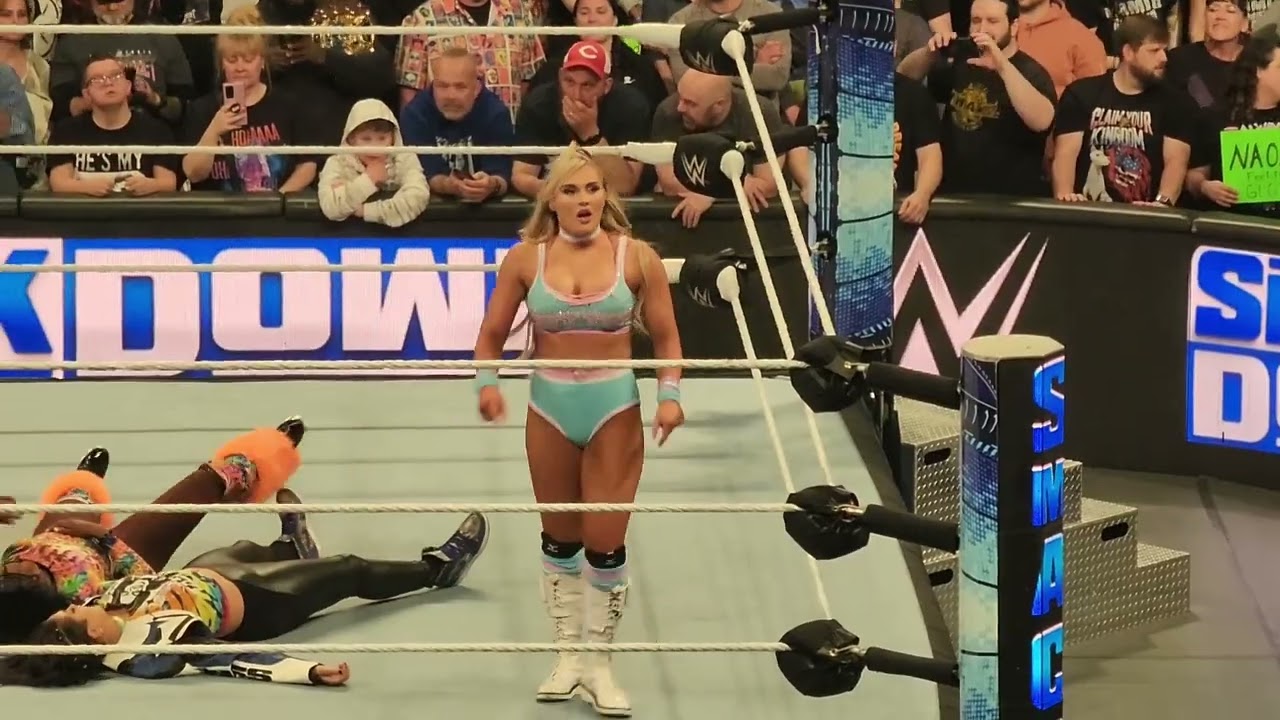 LIVE: Tiffany Stratton w/ Impressive Moonsault On Bayley & Naomi 