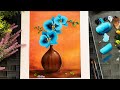 acrylic painting on canvas for beginners | Flower vase painting | orchid painting