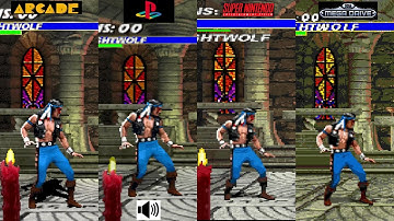 Mortal Kombat 3 Nightwolf Comparison Arcade VS PS1 VS SNES VS Megadrive Console VS Console