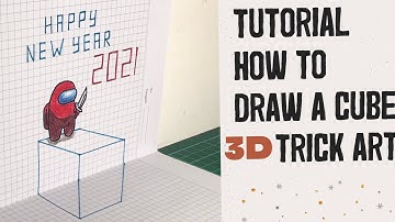 How To Draw a Cube 3D Trick Art on Graph Paper - Tutorial - Inspired by Sonhos com Dimensao