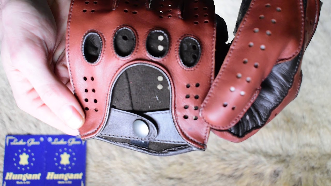 Dark Brown Cognac Driving Gloves Made of Nappa Leather By Hungant