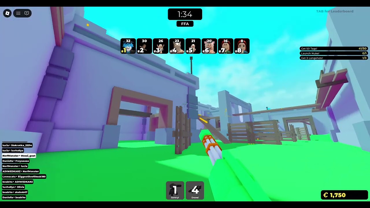 Roblox playing a paint ball game.