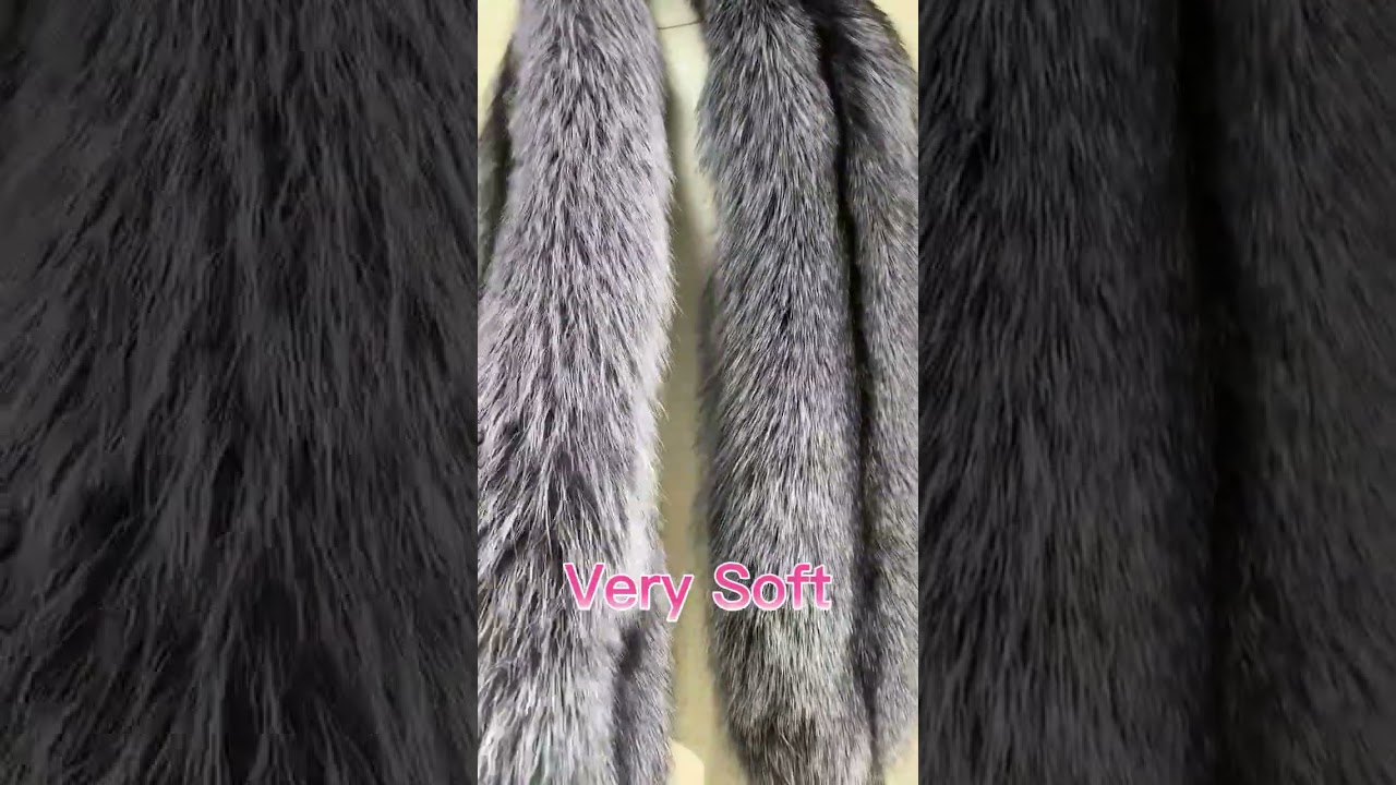 MWFur Fashion Long Fox Fur Scarf Shawl Luxury Genuine Fur Boa Natural Whole Fox Stole with Tails