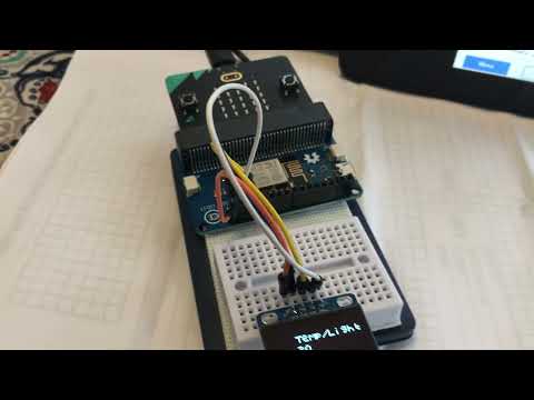 WiFi:bit plus OLED screen sensing Light Level and Temp. send data to cloud account:ThingSpeak .