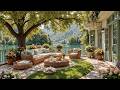Peaceful Lakeside Lounge Jazz 🌿 Soft Jazz with Garden Sofa and Calm Mountain Lake Views