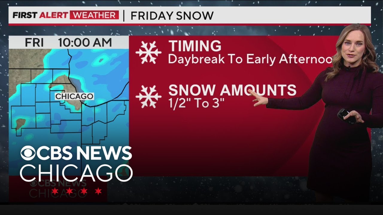 Widespread snow impacting Friday morning commuters in Chicago - YouTube