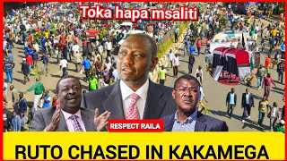 Total embarrassment! Ruto heckled and chased in Kakamega today after saying this about Raila death