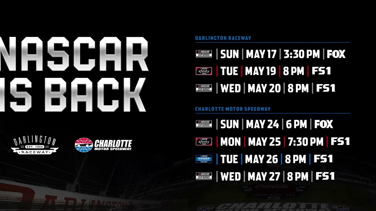 NASCAR IS BACK!!! Here’s the current revised 2020 Schedule! - YouTube