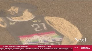 A temporary tribute to this fan's favorite Denver Nugget
