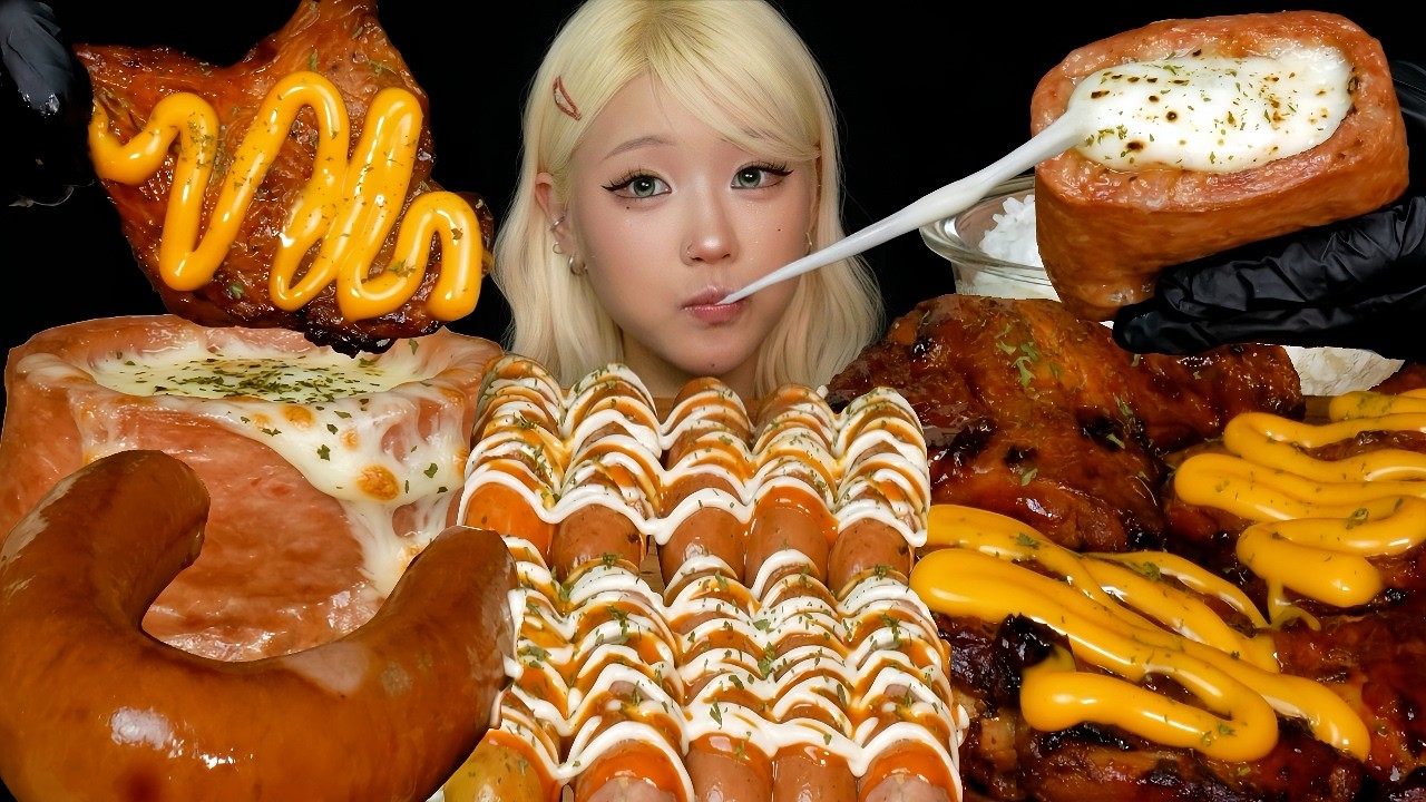 레전드 육즙팡팡!💥치즈 듬뿍 스팸 & 자메이카 통다리 & 탱글뽀득 수제소시지 먹방 CHEESY SPAM & JAMAICAN JERK CHICKEN & HOMEMADE SAUSAGE