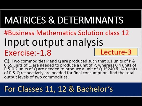 Application of Input output model | Business math solutions input ...