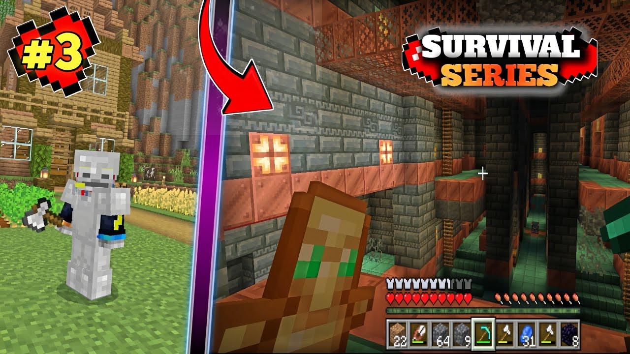 RAIDING our first TRIAL CHAMBER in MINECRAFT PE survival series EP 3 in ...