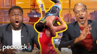 Nut Crackin' Moves from GrecoRoman Wrestlers | Olympic Highlights With Kevin Hart and Snoop Dogg