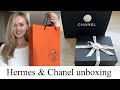 Hermes  chanel unboxing haul  black and gold style