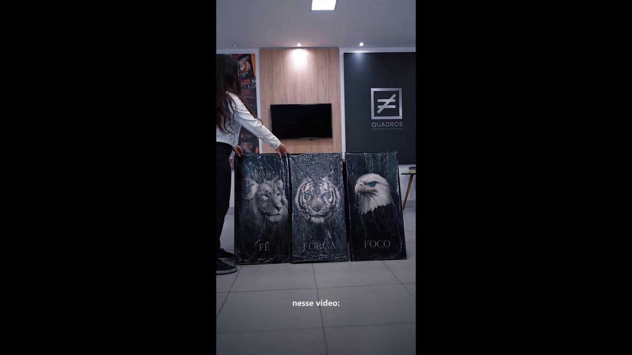 Vídeo de Quadro Foco, Força e Fé 3 Peças