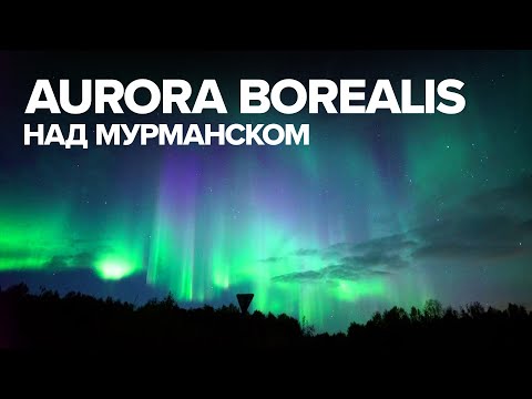 Северное сияние в небе над Мурманском — видео
