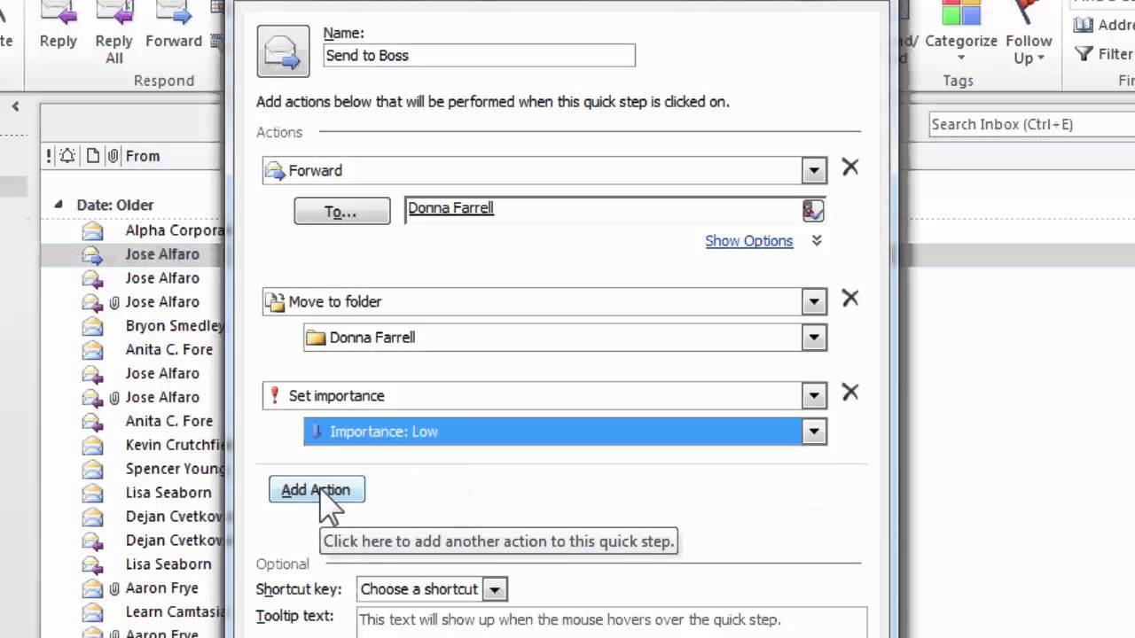 outlook quick steps location
