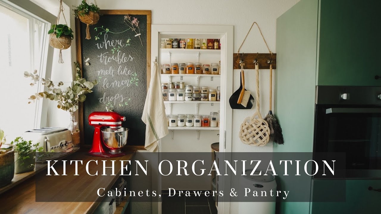 #7 Small Kitchen Organization: Cabinets, Drawers & Pantry - YouTube