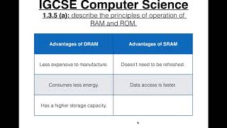 54 IGCSE Computer Science Tutorial  1 3 5 a – RAM and ROM