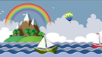 Cartoon - Mountain Sea Boat - Seamless Background Loop - Free to Use - No Copyright