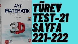 3D AYT MATEMATİK ÇÖZÜMLERİ BÖLÜM-10 TEST-21 BİREBİR ÖSYM (TÜREV)