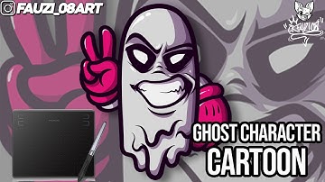 How to draw a cartoon Vector ghost character, with adobe illustrator Full!