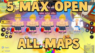 5 MAX OPEN in Every Map! Hatched DIVINE! - Anime Fighters Simulator