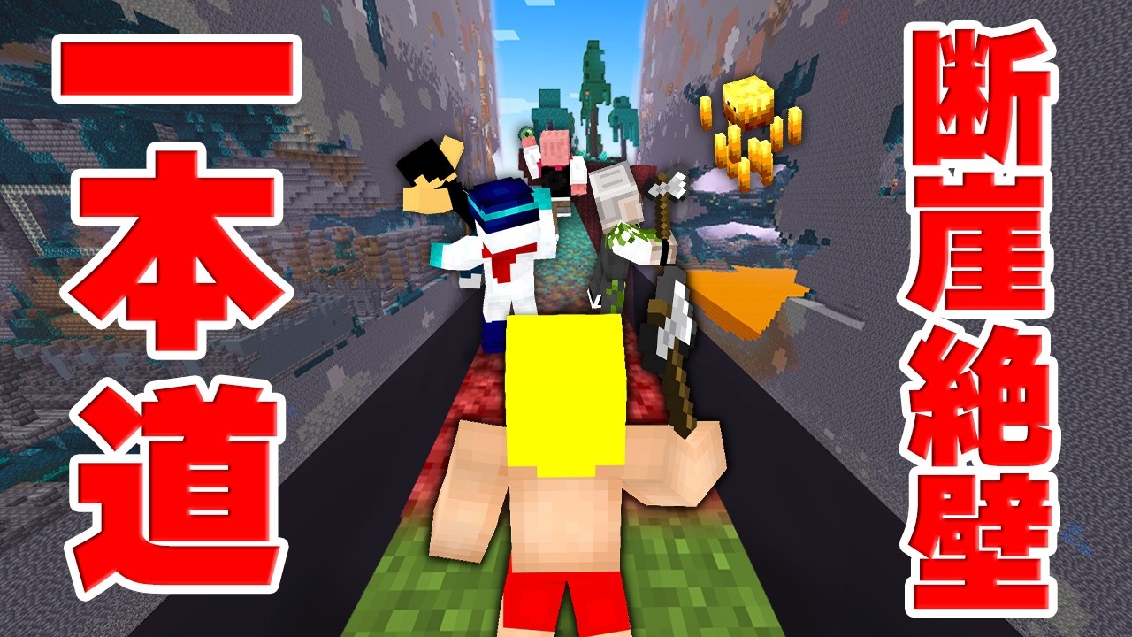 『断崖絶壁』の一本道を進んでエンドラ討伐！！【マイクラ】