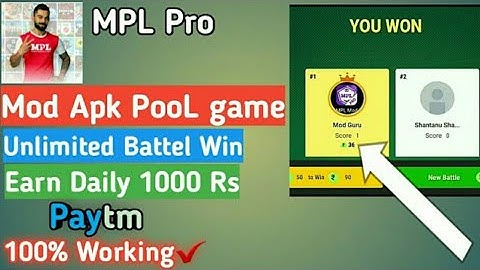 MPL Pro Pool game Mod Apk ! Unlimited Auto Win battel || Earn Daily 10000 Rs 🔴Live Proof