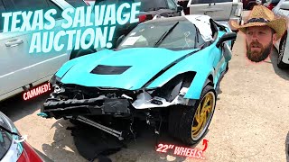 TOTALED Sports Car Shopping At IAAI Salvage Auction | SO MANY C7 CORVETTES!