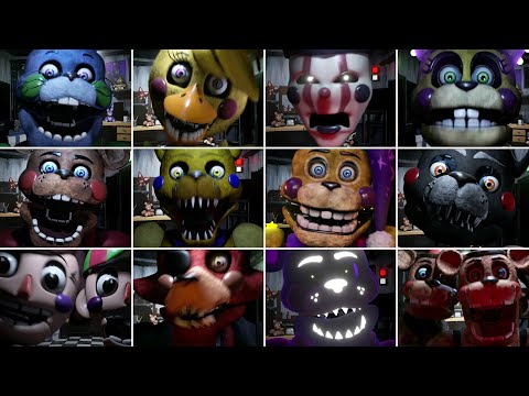 Видео: Five Nights at Playtime Freddy's Remastered - All Jumpscares & Extras