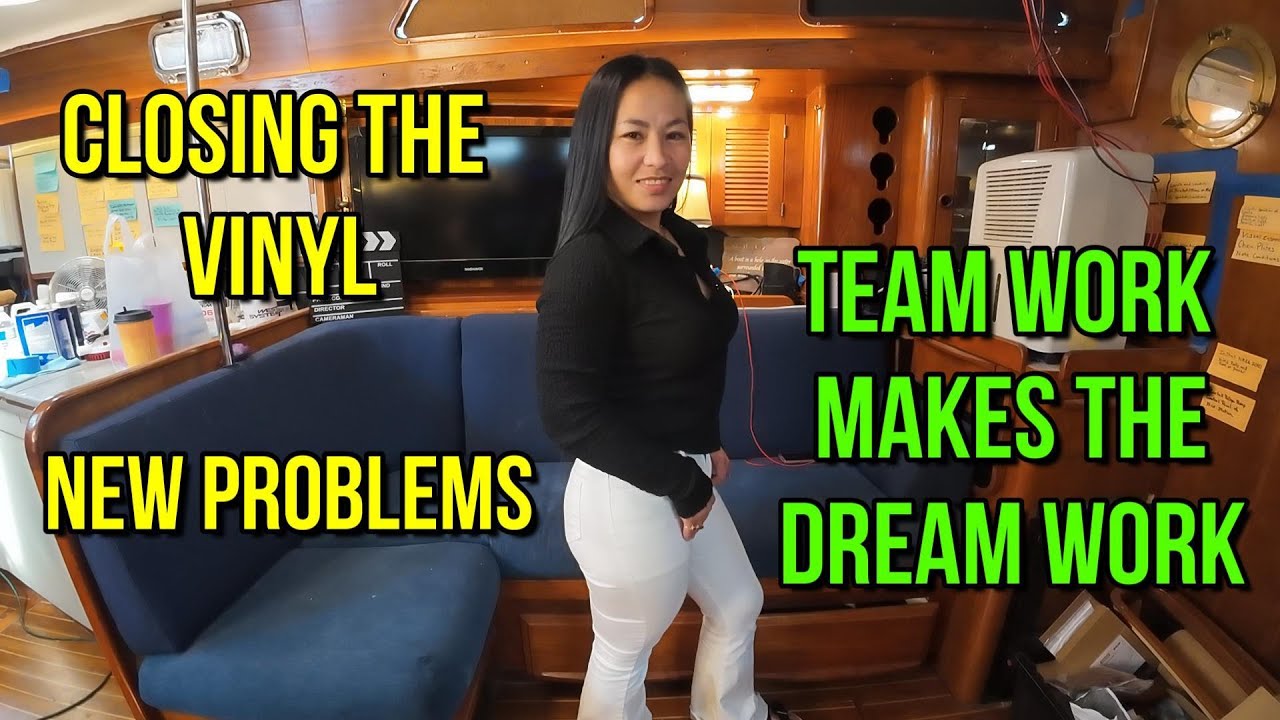 Sailboat Refit. We Finally Close the Vinyl, Find New Problems Fun Stuff. Endeavour 52. Sea 3 Ep 96