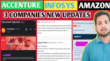 Infosys Documents Rejection Mail | Accenture Joining & Onboarding Update | Amazon Test Date, OL, JL