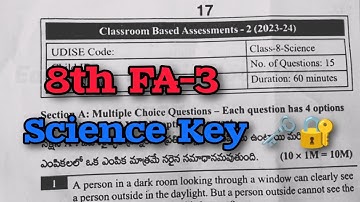 8th FA-3 💯💯(PS+BS) real full Question Paper 2023-2024 | FA-3 Class 8th PS snd BS Question Paper #fa3