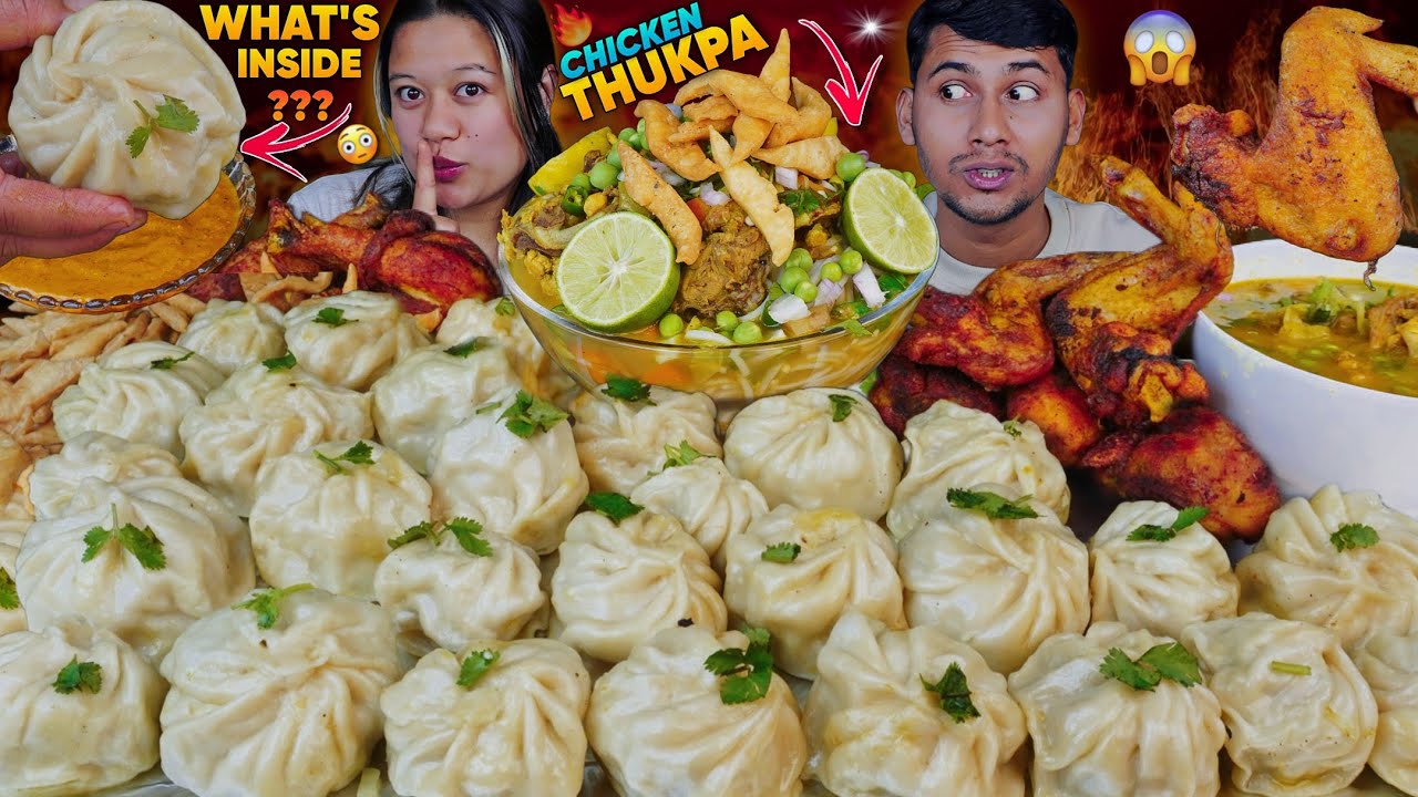 🔥 SURPRISE INSIDE BIG MOMO 🤣 Giant Momo & Chicken Thukpa Mukbang With My Husband 😍