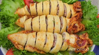 Hướng dẫn làm mực nhồi thịt chiên giòn thơm ngon hấp dẫn || Natha Food