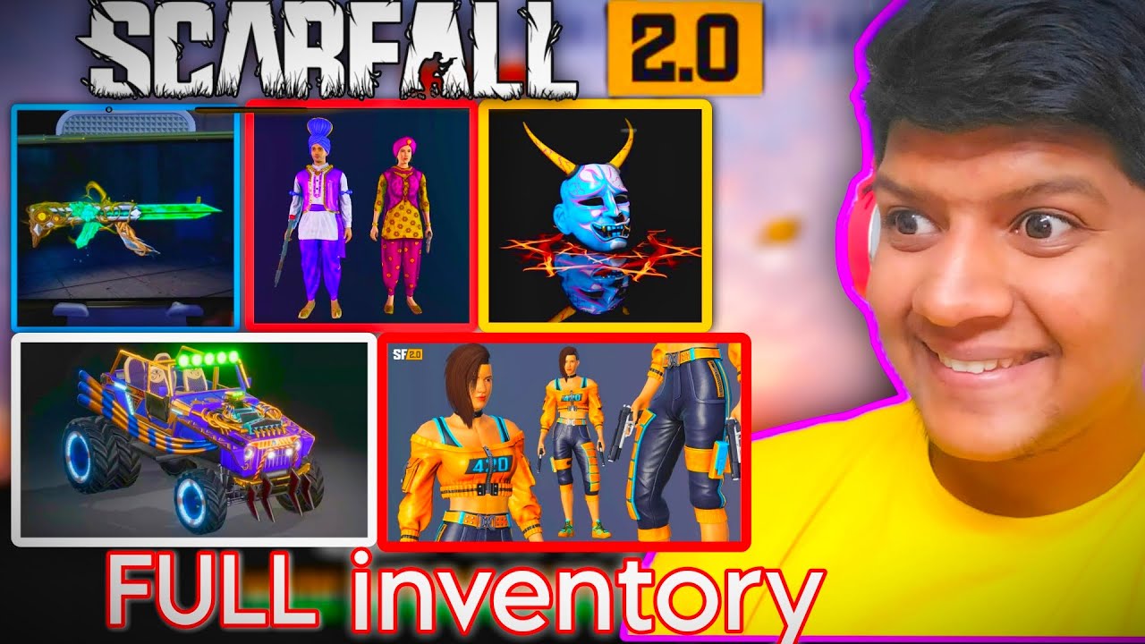 SCARFALL 2.0 UPGRADE INVENTORY | Primium Gun Skins With Animation | Inventory After Sceond PLAYTEST