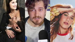 Hazal Kaya en Çağatay Ulusoy betrapt op een filmset