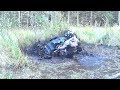 ATV Forest Mudding. Polaris Sportsman 1000 XP High Lifter переплывает реку.