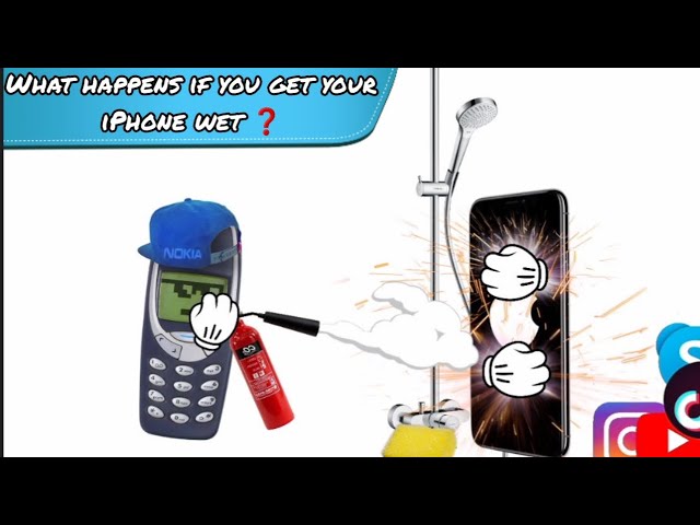 What happens if you get your iPhone wet? Nokia vs iPhone. Funny Cartoon class=