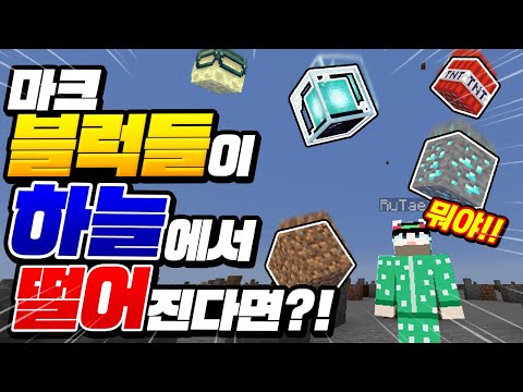 마크 중*블럭이 하늘에서 떨어*진다면?!ㅋㅋㅋ 떨어지는걸로만 야생ㅋㅋㅋ [마인크래프트 리뷰] Minecraft - 루태