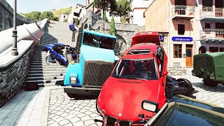 BeamNG.drive  CRASH #5: Car accident on the stairs