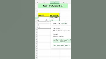 Double Factorial Of Number | Factdouble Excel Function #fact #factorial #number #maths #excel #learn
